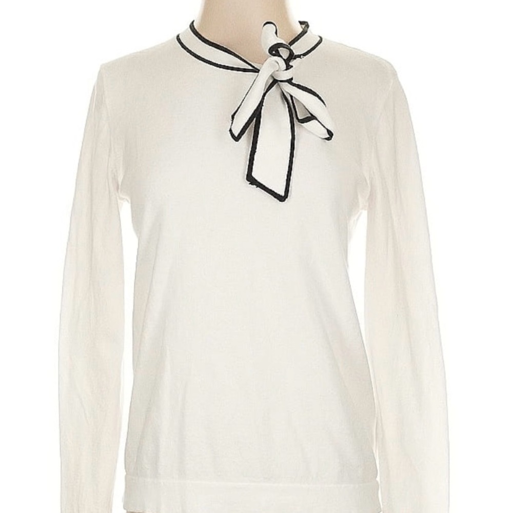 J. Crew Ivory Sweater with Black Trim